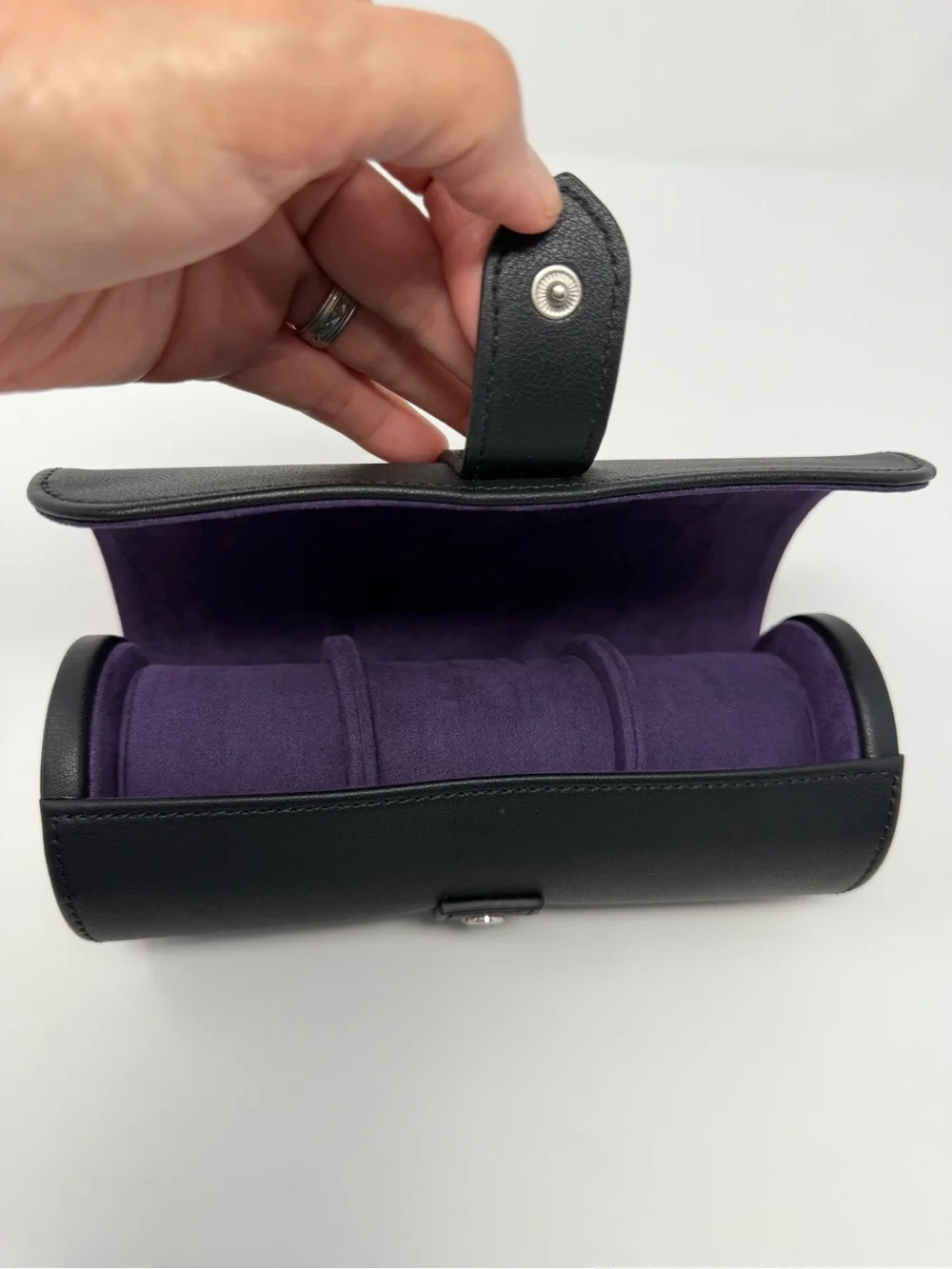 Heritage by WOLF Purple and Black Travel Watch Roll